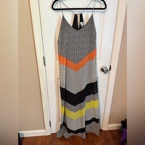 Old Navy Geometric Maxi Dress - Black, Orange, Yellow
